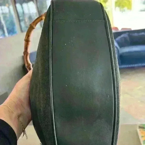 GUCCI Bamboo Hand Bag Suede Green 100% authentic peeling removed - Picture 16 of 17